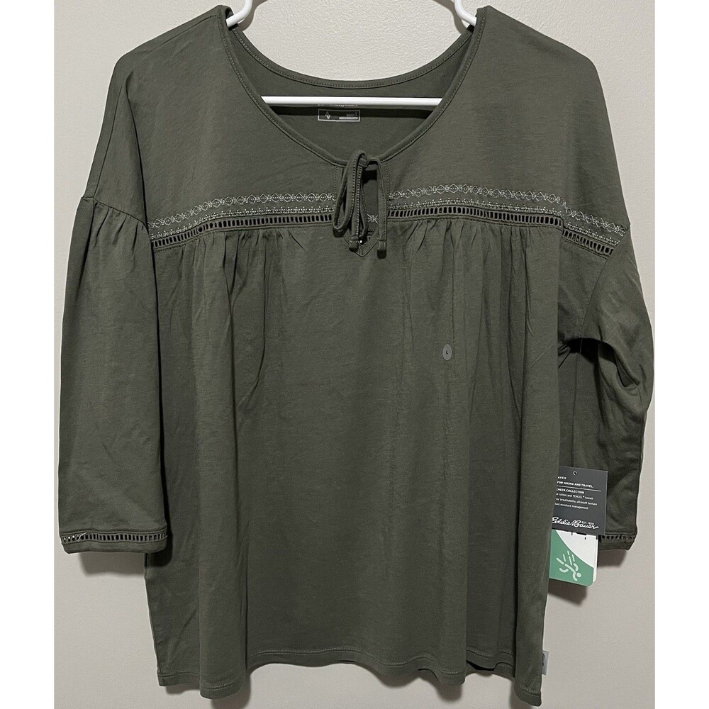 Eddie Bauer olive green women's blouse Size L - Picture 1 of 7